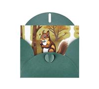 WZYCWB Tarjetas navideñas impresas de ardilla que come nueces, color verde oscuro, perfectas para saludos navideños conmovedores