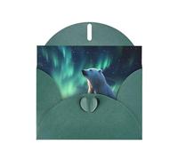 WZYCWB Tarjetas navideñas impresas de Little Polar Bear color verde oscuro, perfectas para saludos navideños conmovedores
