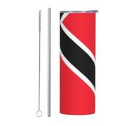 WZYCWB Taza aislada de acero inoxidable con bandera de Trinidad y Tobago, para oficina, deportes al aire libre, ciclismo, respetuosa con el medio ambiente, taza de paja de 20 onzas