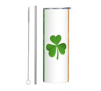 WZYCWB Taza de acero inoxidable aislada con bandera irlandesa, para oficina, deportes al aire libre, ciclismo, taza de paja de 20 onzas