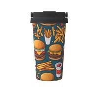 WZYCWB Taza de café aislada impresa con un montón de comida sabrosa, diseño a prueba de fugas, adecuado para viajes, oficina y taza aislada de viaje
