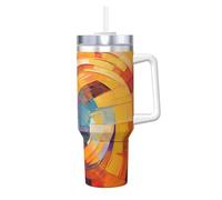 WZYCWB Taza de hielo colorida con patrón circular: taza de vacío de acero inoxidable de doble capa de 40 onzas, a prueba de fugas y portátil