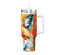 WZYCWB Taza de hielo colorida con patrón de zorros, taza de vacío de acero inoxidable de doble capa de 40 onzas, a prueba de fugas y portátil