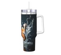 WZYCWB Taza de hielo con diseño de ala de mariposa, taza de vacío de acero inoxidable de doble capa de 40 onzas, a prueba de fugas y portátil