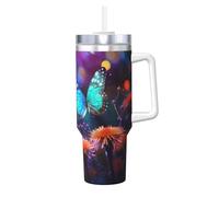 WZYCWB Taza de hielo con diseño de mariposas en sueños, taza de vacío de acero inoxidable de doble capa de 40 onzas, a prueba de fugas y portátil