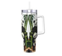 WZYCWB Taza de hielo con diseño de pandas of Father and Son - Taza de vacío de acero inoxidable de doble capa de 40 onzas, a prueba de fugas y portátil
