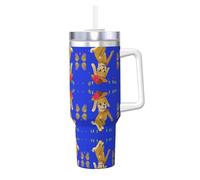 WZYCWB Taza de hielo con diseño de perro de dibujos animados, taza de vacío de acero inoxidable de doble capa de 40 onzas, a prueba de fugas y portátil