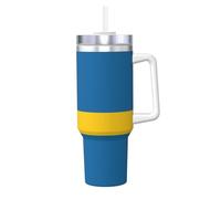 WZYCWB Taza de hielo con patrón de bandera sueca: taza de vacío de acero inoxidable de doble capa de 40 onzas, a prueba de fugas y portátil