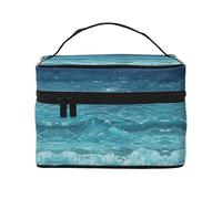 WZYCWB The Deep Blue Sea - Bolsa de cosméticos grande para mujer, bolsa de cosméticos portátil de gran capacidad, bolsa de cosméticos de viaje para niñas, color negro, talla única, color negro, talla