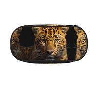 WZYCWB The deep-Eyed Leopard - Estuche para lápices de gran capacidad, caja de almacenamiento multifuncional, portátil y duradero, para suministros de oficina y escuela, Black, Talla única, Estuche de