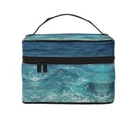 WZYCWB The Deep Ocean - Bolsa de cosméticos grande para mujer, bolsa de cosméticos portátil de gran capacidad, bolsa de cosméticos de viaje para niñas, color negro, talla única, color negro, talla
