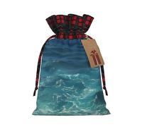 WZYCWB The Deep Ocean - Bolsas de regalo de Navidad para decoración de suministros de fiesta de Navidad, bolsas de regalo de arpillera con cordón de 8.3 x 11.8 pulgadas, color block
