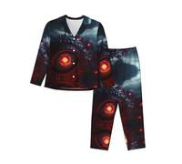 WZYCWB The Devil's Eye. Conjunto de pijama de manga larga de 2 piezas para mujer, suave y cálido para otoño e invierno, Negro, XL