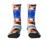 WZYCWB The Flying Soccer Ball - Calcetines deportivos transpirables blancos | Calcetines elásticos para fitness, correr, yoga, media pantorrilla, blanco, 16