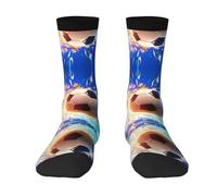 WZYCWB The Flying Soccer Ball - Calcetines deportivos transpirables blancos | Calcetines elásticos para fitness, correr, yoga, media pantorrilla, 2 Negro-1, 16