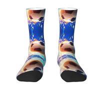 WZYCWB The Flying Soccer Ball - Calcetines deportivos transpirables blancos | Calcetines elásticos para fitness, correr, yoga, media pantorrilla, 2 Negro-2, 16