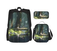 WZYCWB The Girl by The River. Mochila escolar + estuche + bolsa de almuerzo combinada para viajes diarios