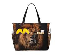 WZYCWB The Lion's Gaze - Bolsa de playa grande para viajes, gimnasio, piscina, bolsa de almacenamiento con cremallera