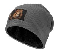 WZYCWB The Lion's Gaze - Gorra de esquí cálida negra con forro polar grueso, gorro de punto elástico, gris, Taille unique