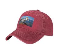 WZYCWB The Mighty Pelican - Gorra de béisbol con estampado negro, gorra de béisbol deportiva e informal, visera solar, rosso, Talla única