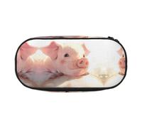 WZYCWB The Pigs are Looking. Estuche para lápices de gran capacidad, caja de almacenamiento multifuncional, portátil y duradera, para suministros de oficina y escuela, Black, Talla única, Estuche de