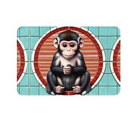 WZYCWB The Silent Monkey - Felpudo antideslizante con patrón de mono de 40,6 x 61 cm, protege la sala de estar, el baño, la puerta delantera limpia