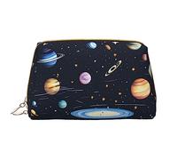 WZYCWB The Solar Family - Bolsa de cosméticos portátil de cuero con bolsillo, bolsa de almacenamiento de cosméticos de gran capacidad, color blanco, talla única, blanco, talla única, White, Talla