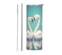 WZYCWB The Swan in Love - Vaso aislado de acero inoxidable para oficina, deportes al aire libre, ciclismo, taza de paja de 20 onzas
