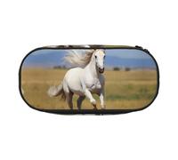 WZYCWB The White Stallion - Estuche para lápices de gran capacidad, caja de almacenamiento multifuncional, portátil y duradero, para suministros de oficina y escuela, Black, Talla única, Estuche de