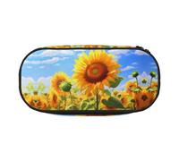 WZYCWB Thriving Sunflower - Estuche para lápices de gran capacidad, caja de almacenamiento multifuncional, portátil y duradero, para suministros de oficina y escuela, Black, Talla única, Estuche de