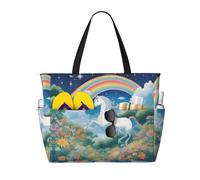 WZYCWB Una hermosa bolsa de viaje de playa con estampado de unicornios para natación y fitness, compras en supermercados, vacaciones junto al mar