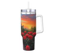 WZYCWB Una hermosa taza de hielo estampada de castillo, taza de aislamiento térmico y frío, imprescindible para viajes al aire libre y deportes