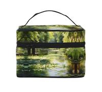 WZYCWB Water Lilies in the Pond - Bolsa de cosméticos grande para mujer, bolsa de cosméticos portátil de gran capacidad, bolsa de cosméticos de viaje para niñas, color negro, talla única, color negro