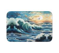 WZYCWB Wave Sailboat - Tapete de invierno lavable con diseño de gaviota, dobladillo de 15.7 x 23.6 pulgadas, a prueba de polvo, tapete absorbente de bienvenida para puerta delantera y trasera