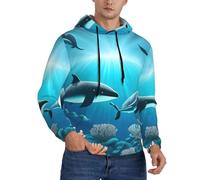 WZYCWB Whales under the sea - Sudadera holgada con capucha para hombre, manga larga, bolsillo con cordón, chaqueta deportiva, Negro, 4X-Large