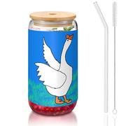 WZYCWB White Goose Spread its Wings - Tapa de bambú impresa para café helado caliente y frío, té con leche y cerveza. Una elegante taza de agua.