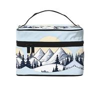 WZYCWB White Snowy Mountains - Bolsa de cosméticos grande para mujer, bolsa de cosméticos portátil de gran capacidad, bolsa de cosméticos de viaje para niñas, color negro, talla única, color negro
