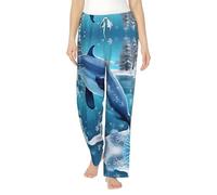 WZYCWB Winter the Dolphin - Pijama de franela para mujer, elegante para el hogar, Negro, M