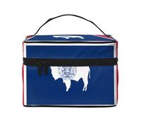 WZYCWB Wyoming State Flag - Bolsa de cosméticos grande para mujer, bolsa de cosméticos portátil de gran capacidad, bolsa de cosméticos de viaje para niñas, color negro, talla única, color negro, talla