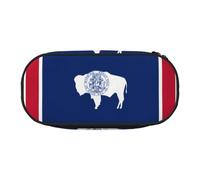 WZYCWB Wyoming State Flag - Estuche para lápices de gran capacidad, caja de almacenamiento multifuncional, portátil y duradero, para suministros de oficina y escuela, Black, Talla única, Estuche de