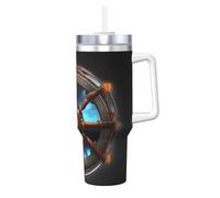 WZYCWB Yin Yang Shield - Taza de hielo con diseño de escudo - Taza de vacío de acero inoxidable de doble capa de 40 onzas, a prueba de fugas y portátil