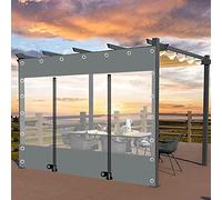 WZYJLyds Cortinas de Lona Exterior con Puertas Cremallera, Paneles Laterales de Lona Alquitranada Impermeable de PVC de 0,5mm con Ojales,Pérgola,Porche,Cenador,Cochera,Lona Transparente Gris