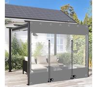 WZYJLyds Exterior Cortina de Lona Transparente Gris Impermeable Cortina con Puerta con Cremallera 0,5mm PVC con Ojales para Jardín, Cenador, Terraza