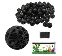 WZYTEU 100 bolas biológicas, filtro biológico de 26 mm, material de filtro de agua con algodón para acuario, estanque de peceras (negro, regala 2 bolsas de filtro)