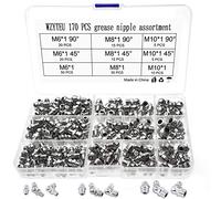 WZYTEU 170 Pcs Engrasador, Hierro Niquelado Boquilla Engrasadora M6 M8 M10 Recto y en áNgulo de 45°, 90° para Equipos Mecánicos, Pistolas Engrasadoras, con Caja de Almacenamiento