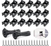 WZYTEU 200 Piezas Soportes para Bridas de Cable, 15 x 10 x 7 mm Base de Montaje Sujetacables Cables, con 200 Piezas Bridas de Nylon para Cable, 200 Tornillos, para Organizar Cables