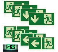 WZYTEU Señales de salida de emergencia, 8 unidades, señales luminosas, señales de escape, PVC, autoadhesivas, 300 x 150 mm, con flecha, camino de escape