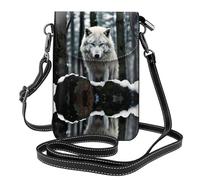 WZYWHJ A Lone Wolf - Bolsa cruzada de cuero con solapa para teléfono, regalo versátil para mujeres, caminar, acampar, ir de compras y viajar