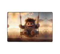 WZYWHJ Alfombra antideslizante con diseño de El pequeño monstruo en el columpio. Impresión suave y cómoda, buena absorción de agua. Nombre para sala de estar y balcón