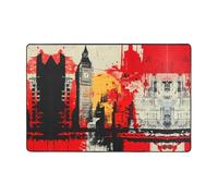 WZYWHJ Alfombra antideslizante con diseño de iconos de ciudad, suave y cómoda, buena absorción de agua. Nombre para sala de estar y balcón